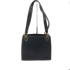 Salvatore Ferragamo Black Gancini Leather Shoulder Bag - Preowned